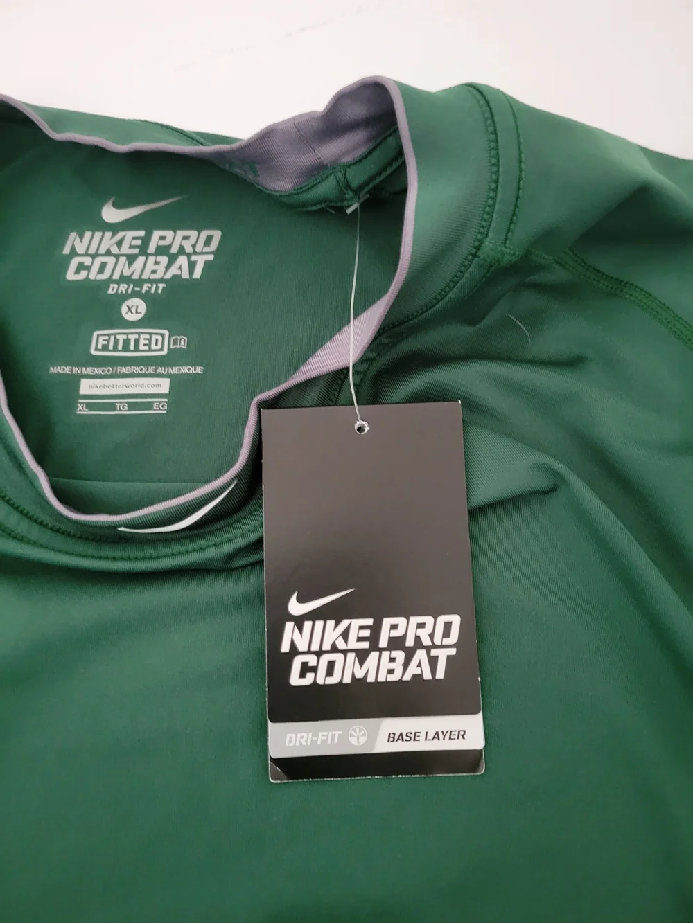 Nike Green Fitted Pro Combat Dri-FIT Short Sleeve Shirt